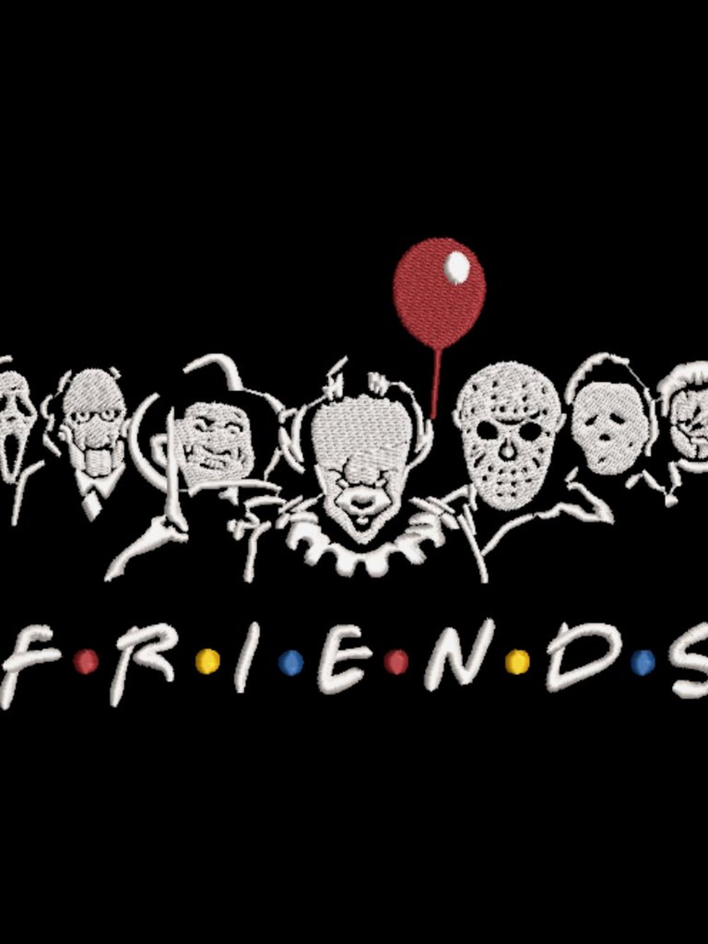 Friends Halloween Horror Movie HOODIE Embroidered Unisex Ghostface Pennywise